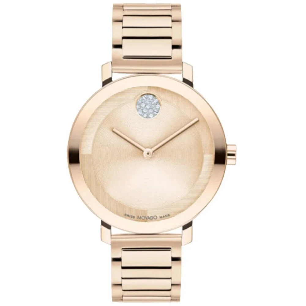 MOVADO BOLD 3601107 ROSE GOLD DIAL & STAINLESS STEEL BRACELET 34MM WOMENS WATCH